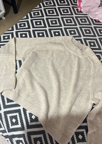 Kadın bej renkli Örgü Yüksek Yaka Kazak - Görsel 2