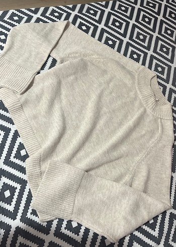 Kadın bej renkli Örgü Yüksek Yaka Kazak - Görsel 3