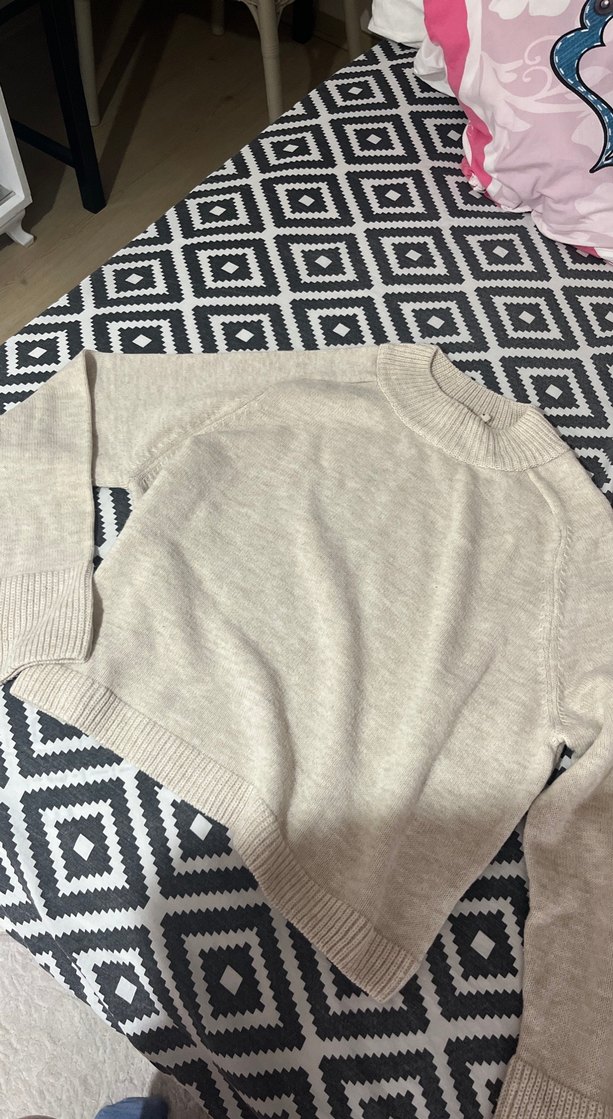 Kadın bej renkli Örgü Yüksek Yaka Kazak - Görsel 2