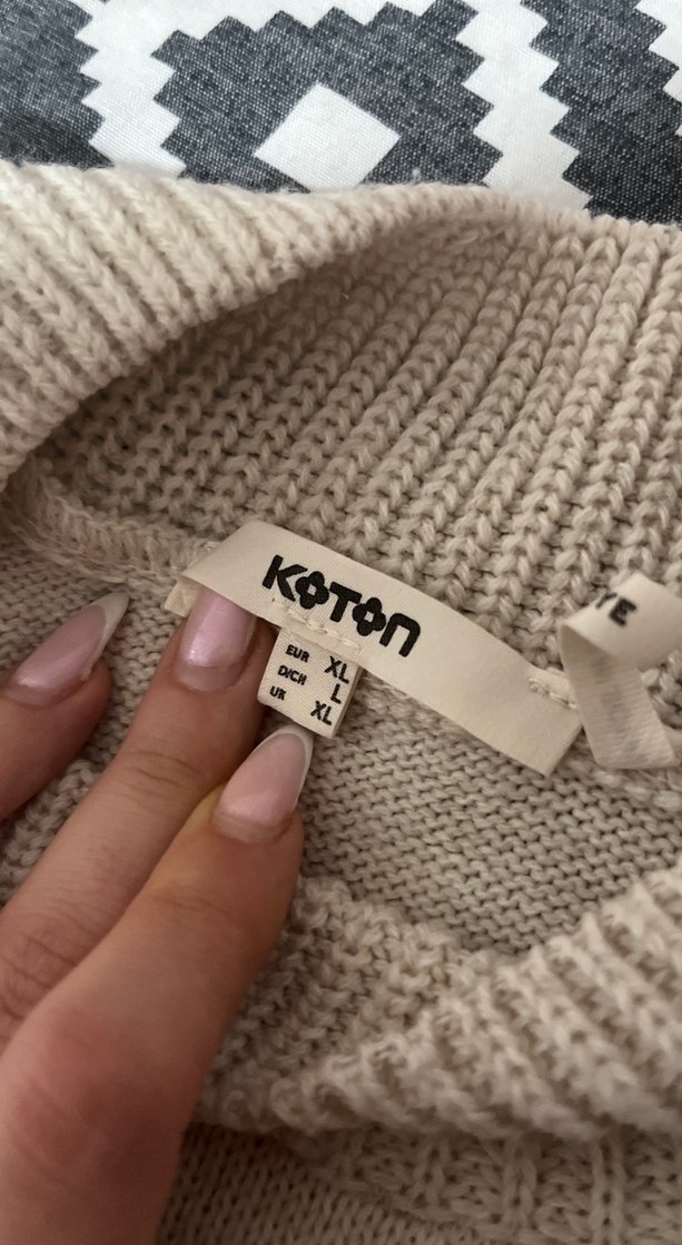 Kadın bej renkli Örgü Yüksek Yaka Kazak - Görsel 5