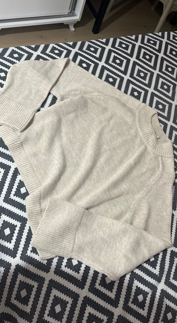 Kadın bej renkli Örgü Yüksek Yaka Kazak - Görsel 3