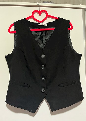 Siyah Düğmeli Kadın Yelek - Görsel 2
