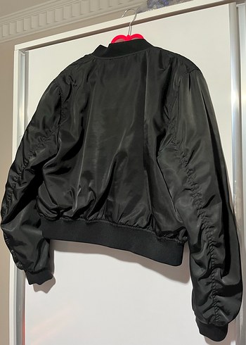 Siyah Fermuarlı Kadın Bomber Ceket - Görsel 3