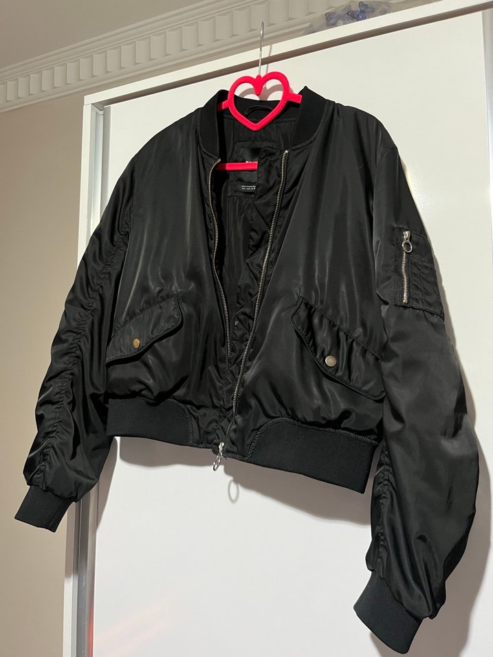 Siyah Fermuarlı Kadın Bomber Ceket - Görsel 2