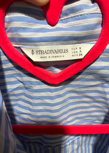 Mavi Çizgili Pamuklu Kadın Gömlek - Görsel 5