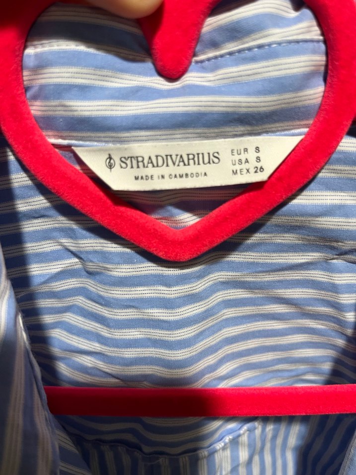 Mavi Çizgili Pamuklu Kadın Gömlek - Görsel 5