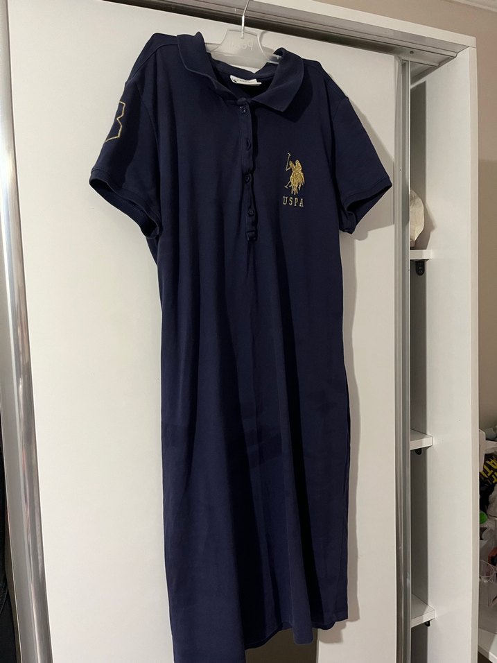 Lacivert Kadın Polo Yaka Günlük Elbise - Görsel 2