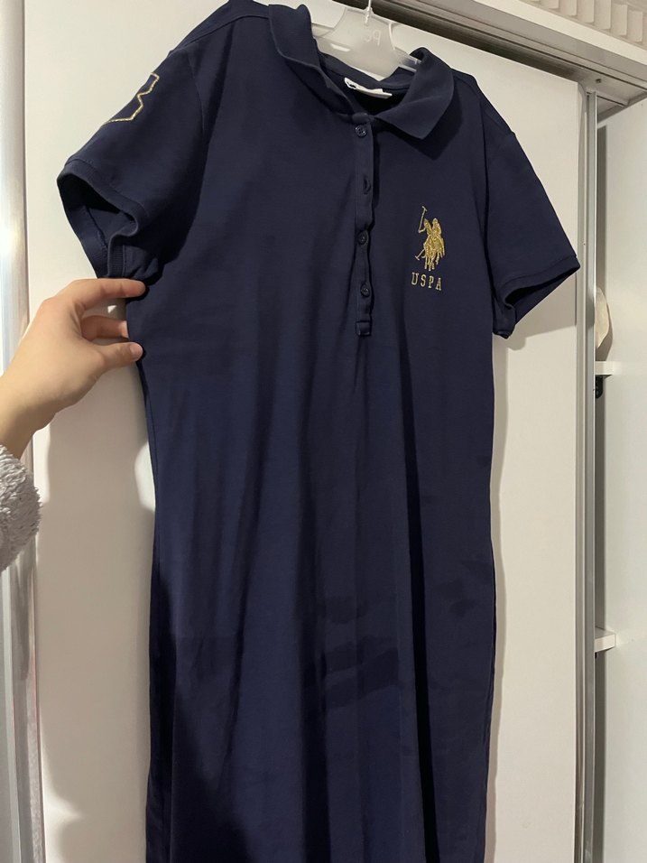 Lacivert Kadın Polo Yaka Günlük Elbise - Görsel 3