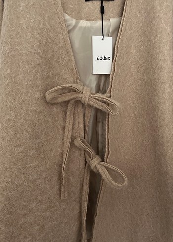 Bej Kemerli Midi Kadın Yün Palto - Görsel 2