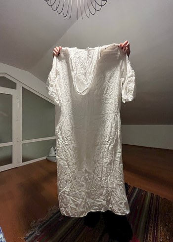 Bohem Tarzı Beyaz Kadın Uzun Robe - Görsel 2