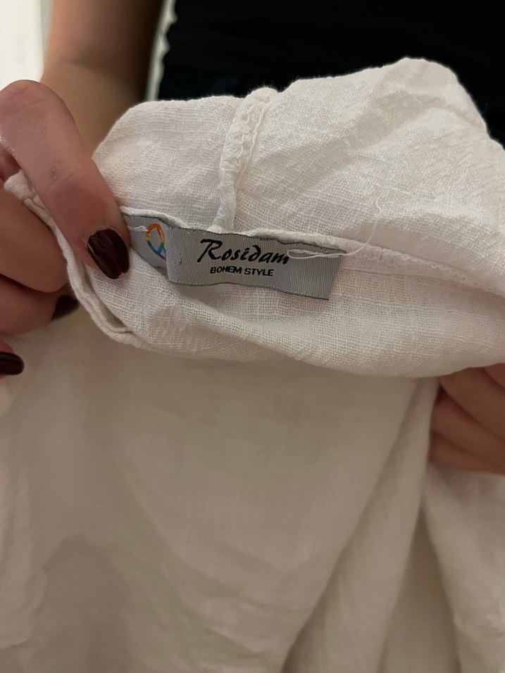 Bohem Tarzı Beyaz Kadın Uzun Robe - Görsel 3