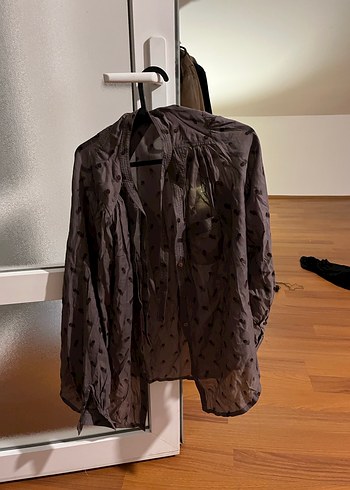 Düğmeli Bohem Kahverengi Keten Gömlek - Görsel 3