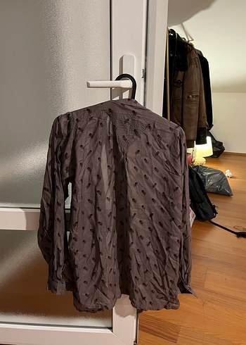 Düğmeli Bohem Kahverengi Keten Gömlek - Görsel 4