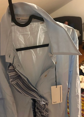 Gri Kadın Uzun Kollu Fırfırlı Keten Gömlek - Görsel 2