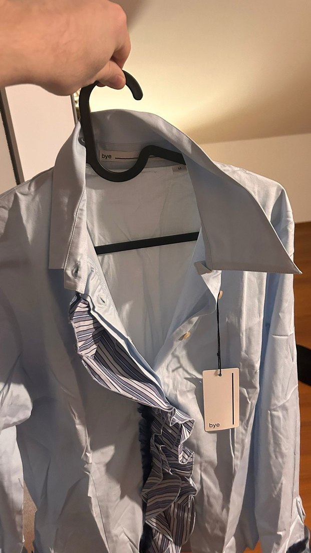 Gri Kadın Uzun Kollu Fırfırlı Keten Gömlek - Görsel 5