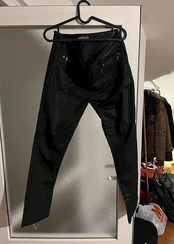 Siyah Deri Erkek Dar Kesim Pantolon - Görsel 3