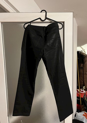 Siyah Deri Erkek Dar Kesim Pantolon - Görsel 2