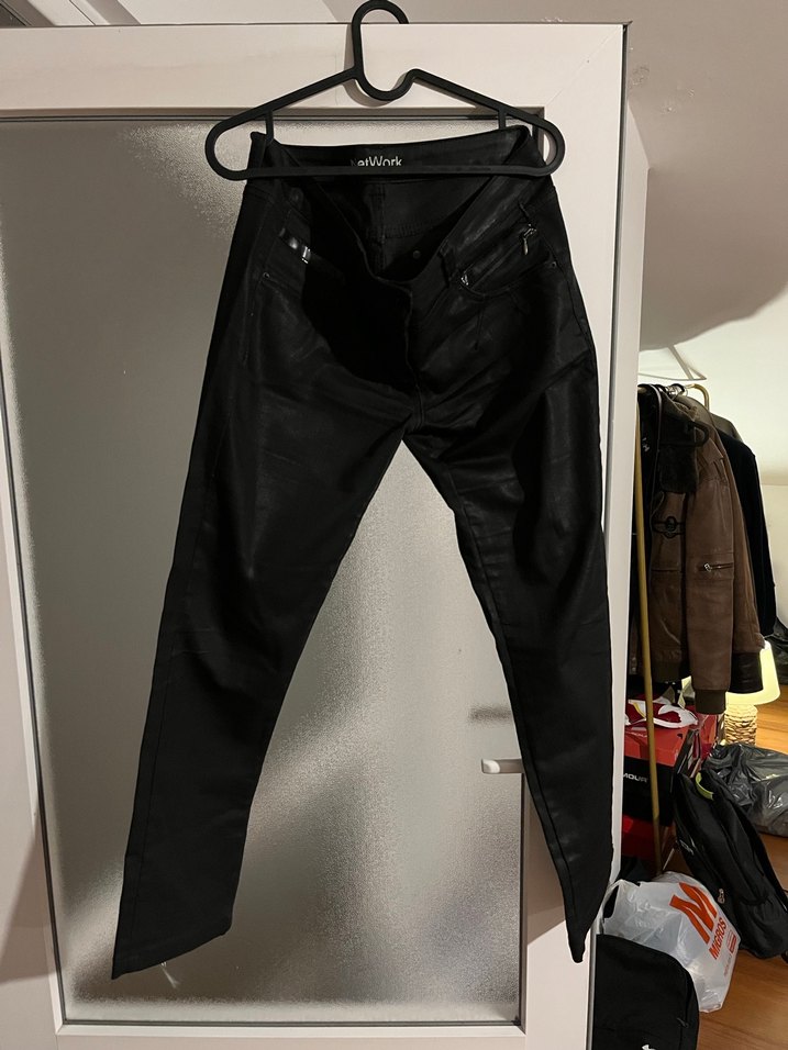 Siyah Deri Erkek Dar Kesim Pantolon - Görsel 3