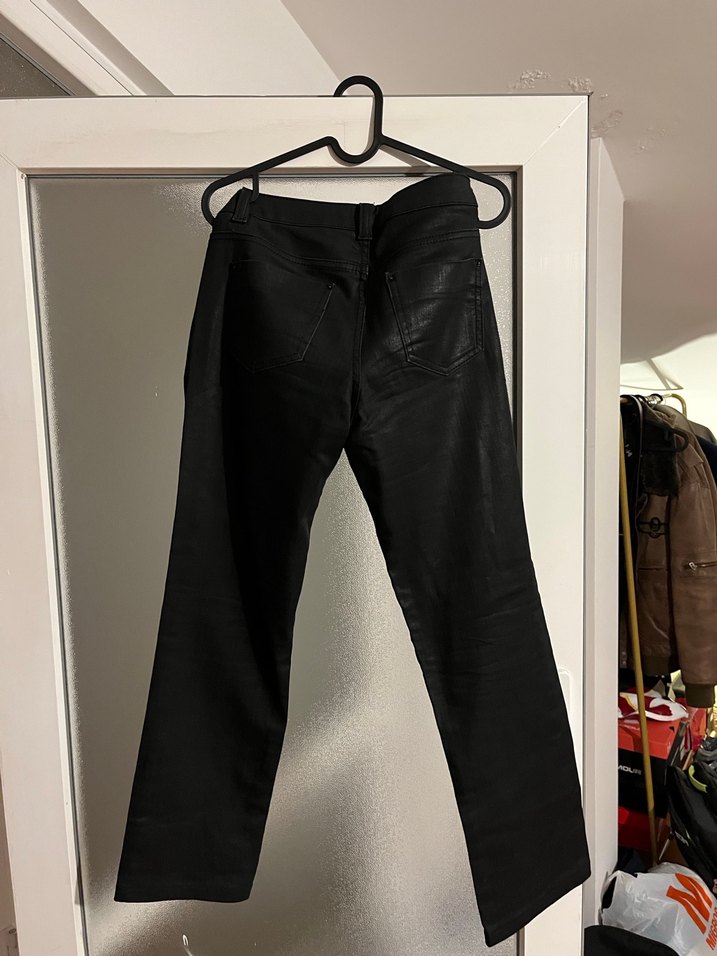 Siyah Deri Erkek Dar Kesim Pantolon - Görsel 2