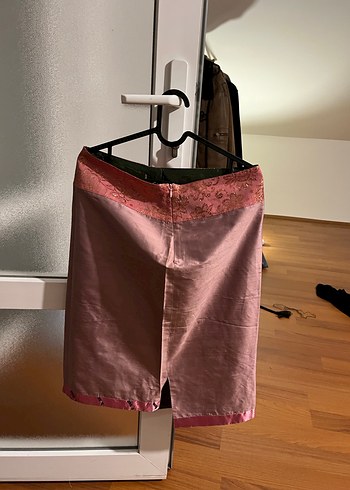 Pembe Saten Hamile Midi Etek - Görsel 2