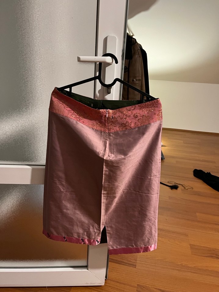 Pembe Saten Hamile Midi Etek - Görsel 2