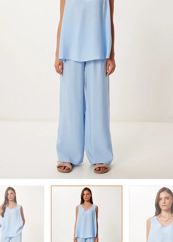 Mavi Midi  Pantolonu Rahat Kesim takım - Görsel 2