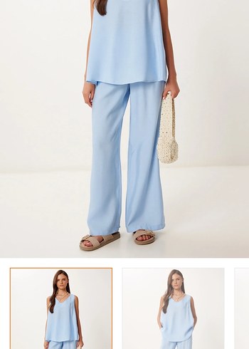 Mavi Midi  Pantolonu Rahat Kesim takım - Görsel 3