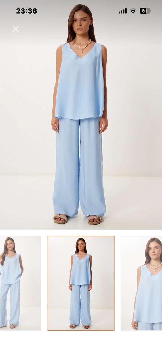 Mavi Midi  Pantolonu Rahat Kesim takım - Görsel 2