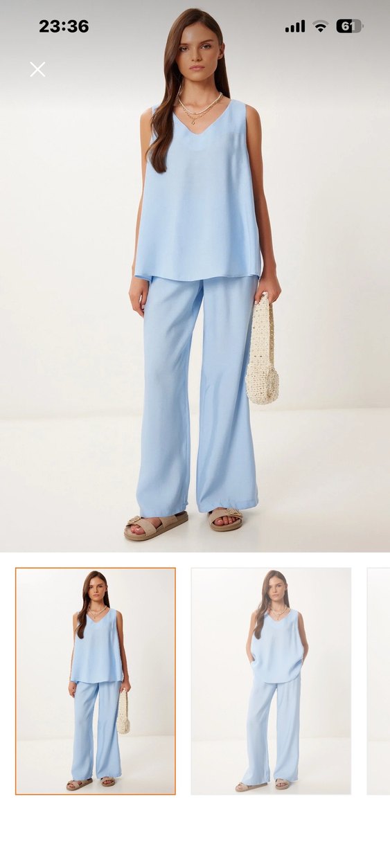 Mavi Midi  Pantolonu Rahat Kesim takım - Görsel 3