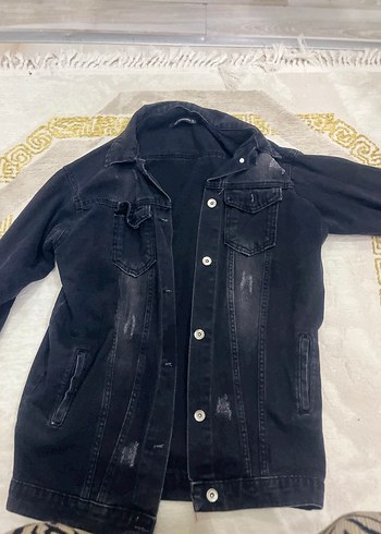 Düğmeli Siyah Kadın Denim Ceket - Görsel 3