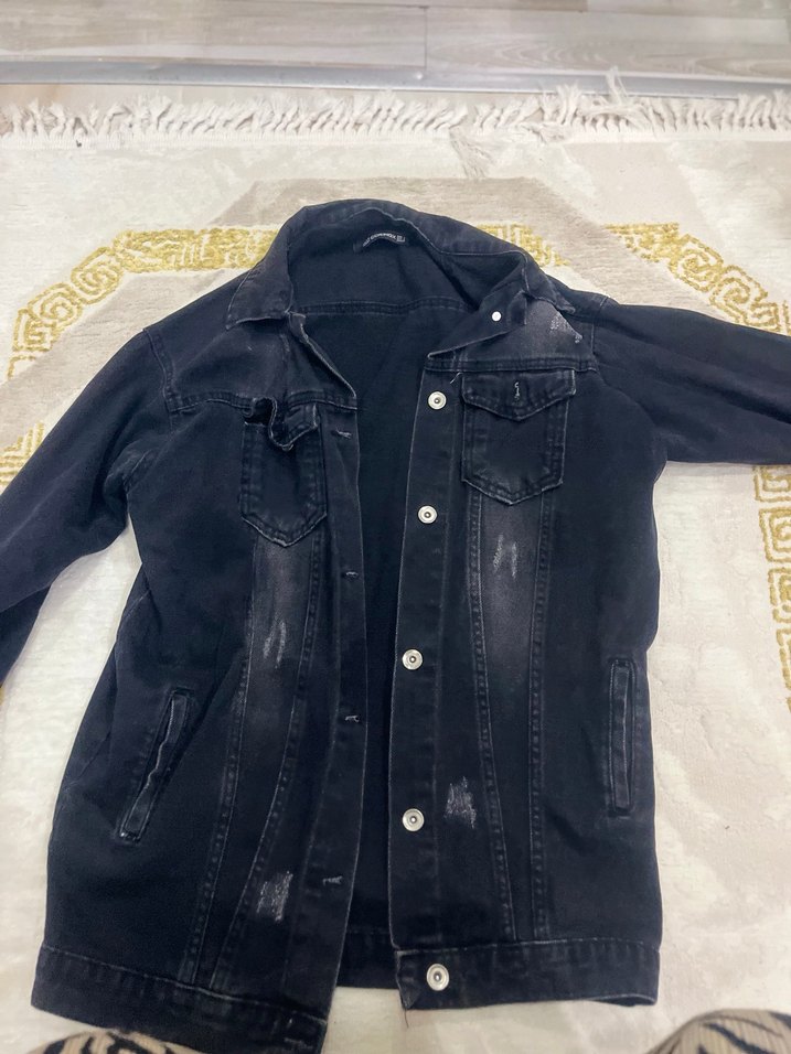 Düğmeli Siyah Kadın Denim Ceket - Görsel 3