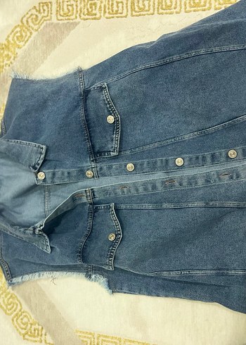 Mavi Düğmeli Kadın Denim Yelek - Görsel 3