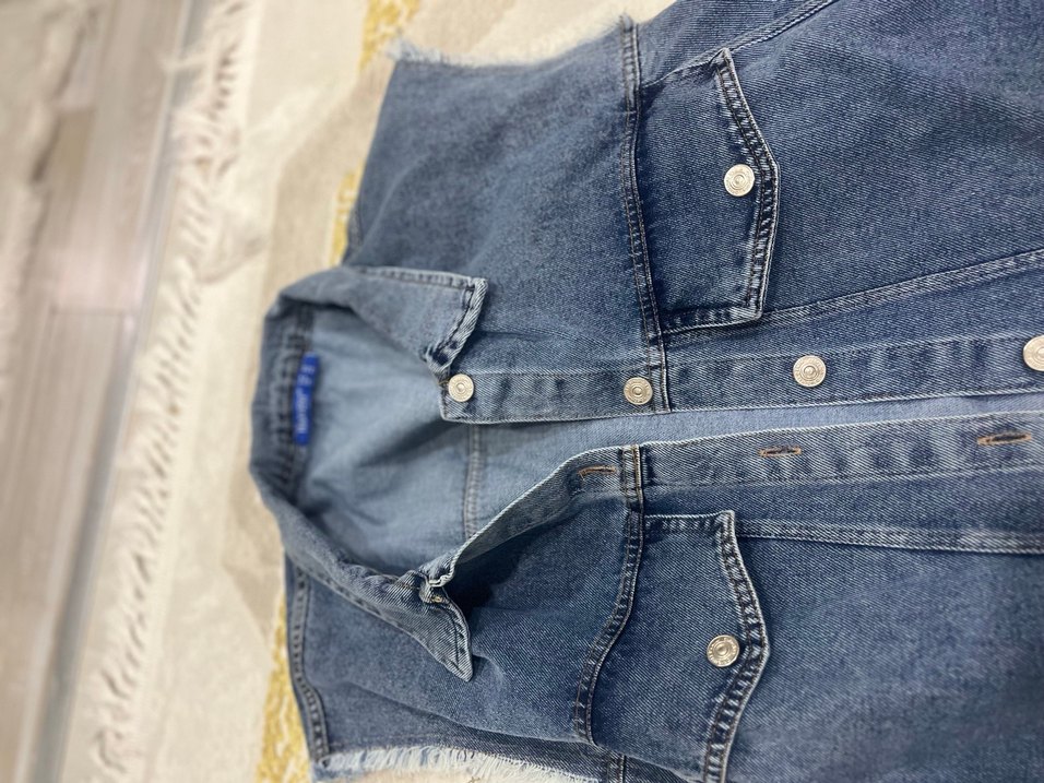 Mavi Düğmeli Kadın Denim Yelek - Görsel 2