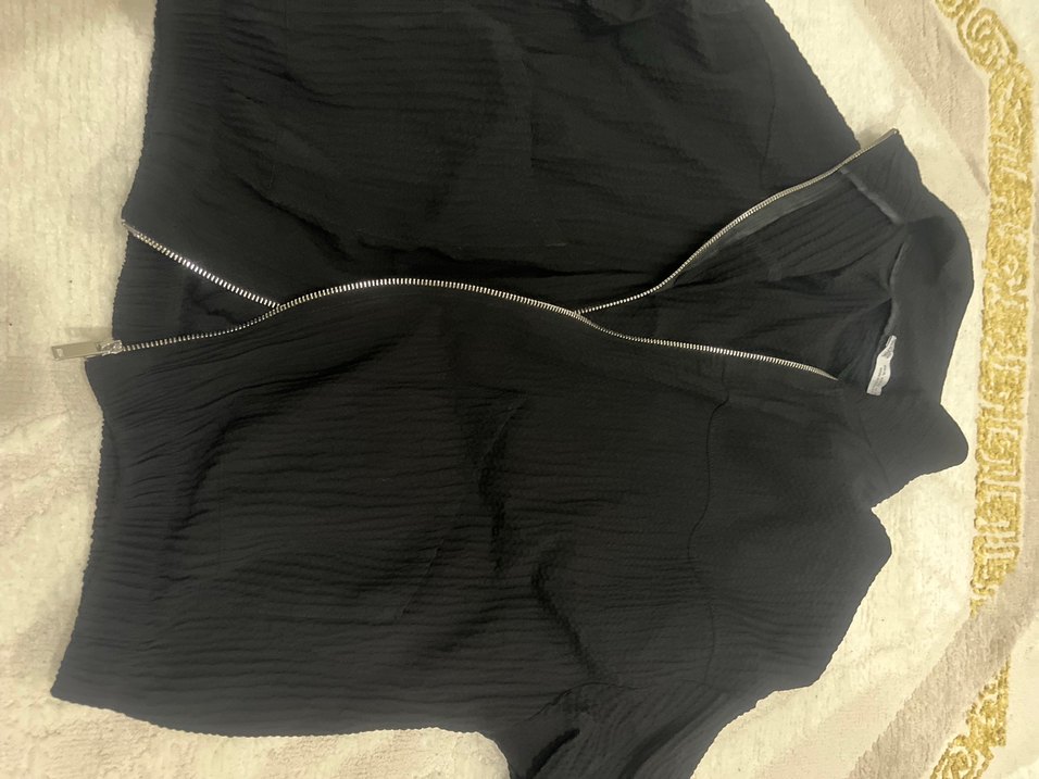 Siyah Kadın Keten Fermuarlı Pantolon - Görsel 2