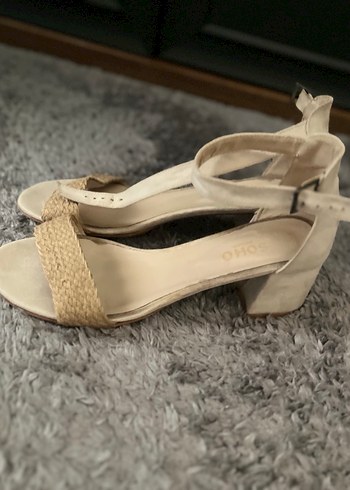 Bej Süet Kadın Dolgu Topuklu Terlik - Görsel 2