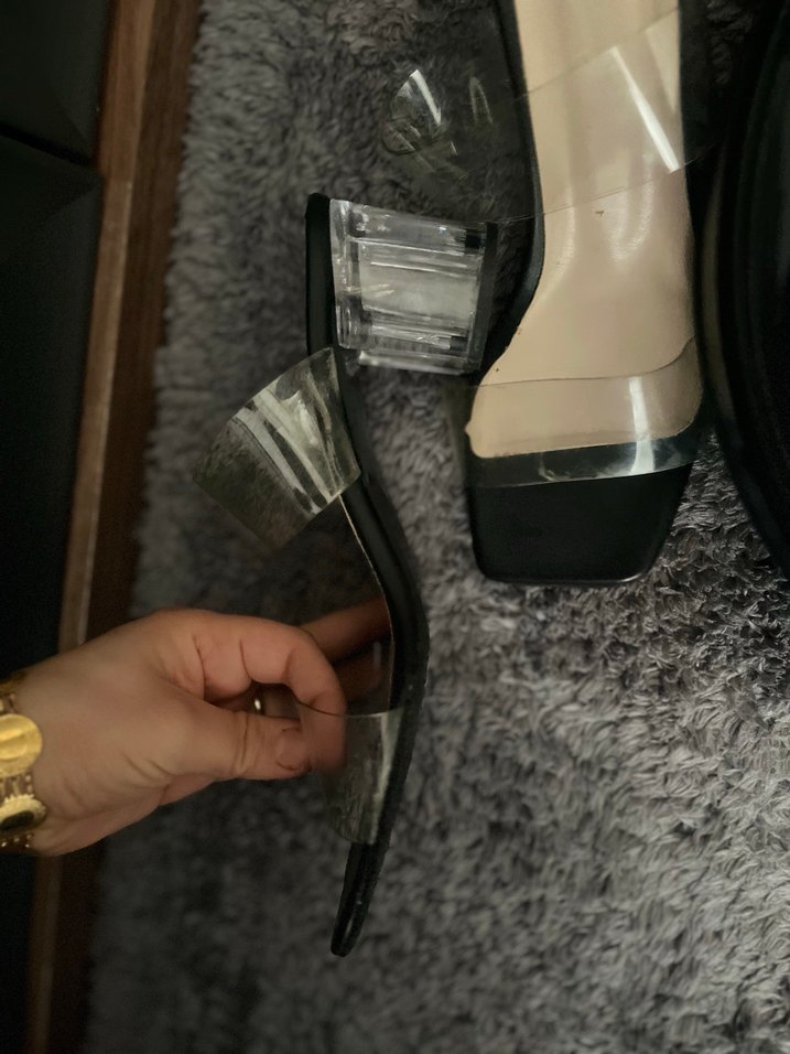 Şeffaf Bantlı Siyah Stiletto Terlik - Görsel 2