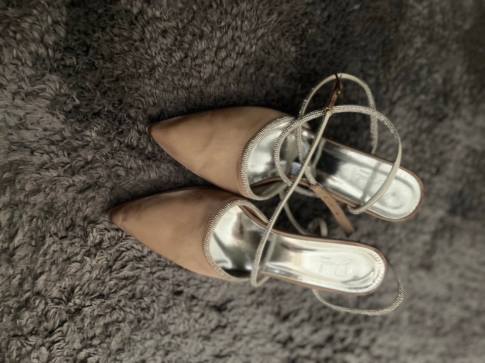 Bej Yılan Desenli Elastik Bantlı Stiletto - Görsel 2