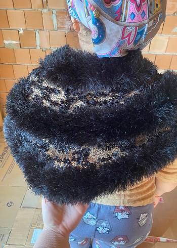 Parlak Kürk Detaylı Örgü Kadın Yelek - Görsel 2