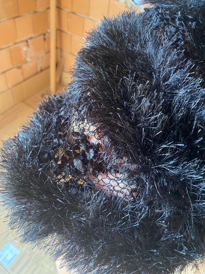 Parlak Kürk Detaylı Örgü Kadın Yelek - Görsel 4