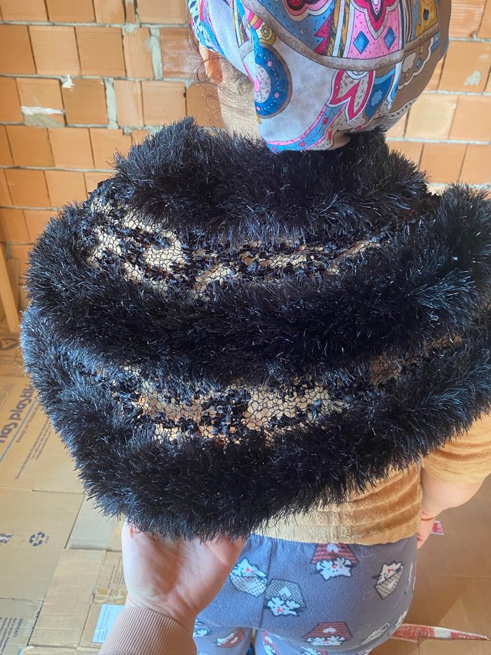 Parlak Kürk Detaylı Örgü Kadın Yelek - Görsel 2