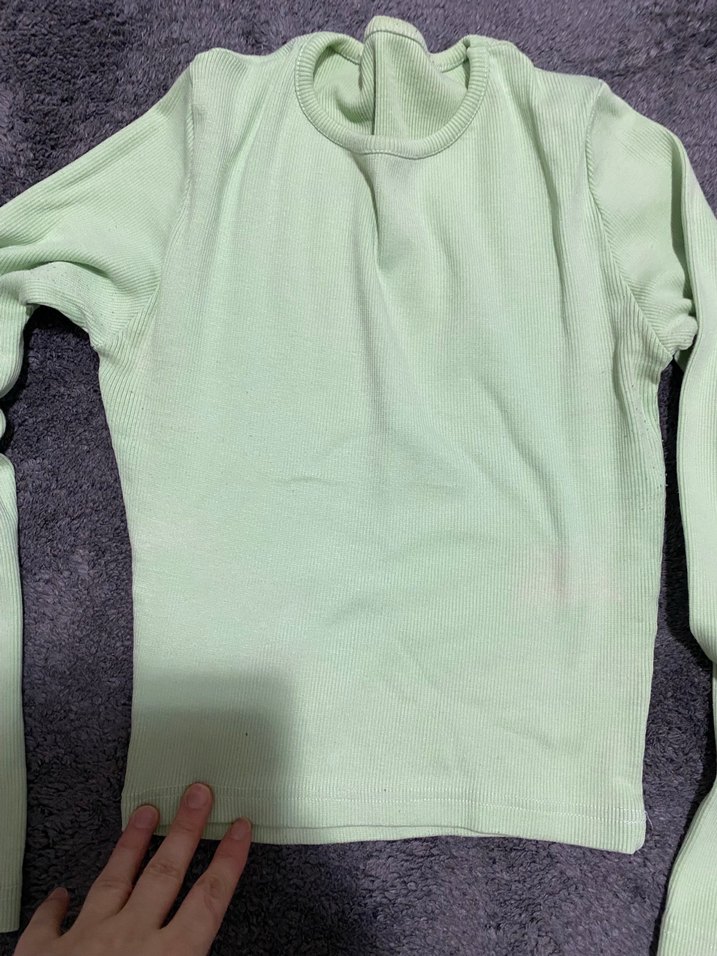 Fitted Uzun Kollu Yeşil Sweatshirt - Görsel 2