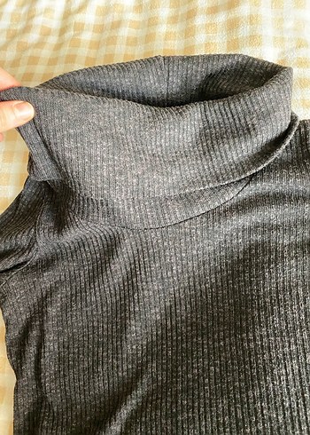 Gri Kadın Boğazlı Uzun Kollu Triko Kazak - Görsel 4