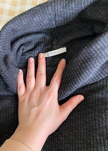 Gri Kadın Boğazlı Uzun Kollu Triko Kazak - Görsel 3