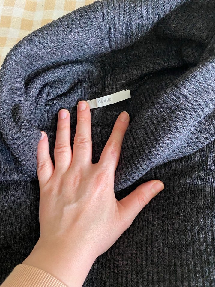 Gri Kadın Boğazlı Uzun Kollu Triko Kazak - Görsel 3