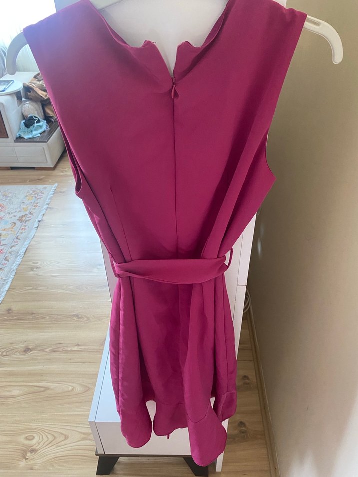 Koyu Pembe Midi Elbise - Görsel 2