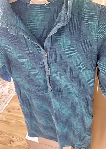 Mavi desenli elbise - Görsel 4