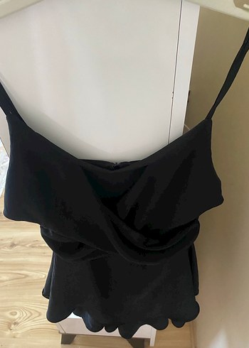 Siyah Drapeli Mini V Yakalı Elbise - Görsel 3