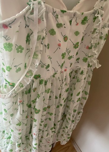 Beyaz Desenli Mini elbise - Görsel 7