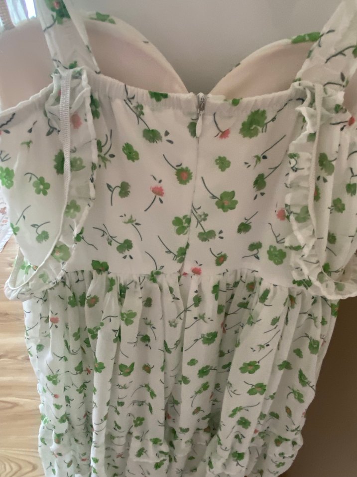 Beyaz Desenli Mini elbise - Görsel 5