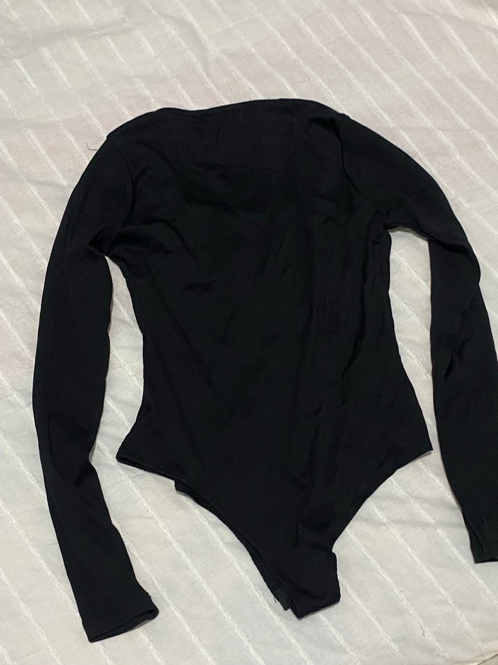 Siyah  Uzun Kollu Kadın body - Görsel 4